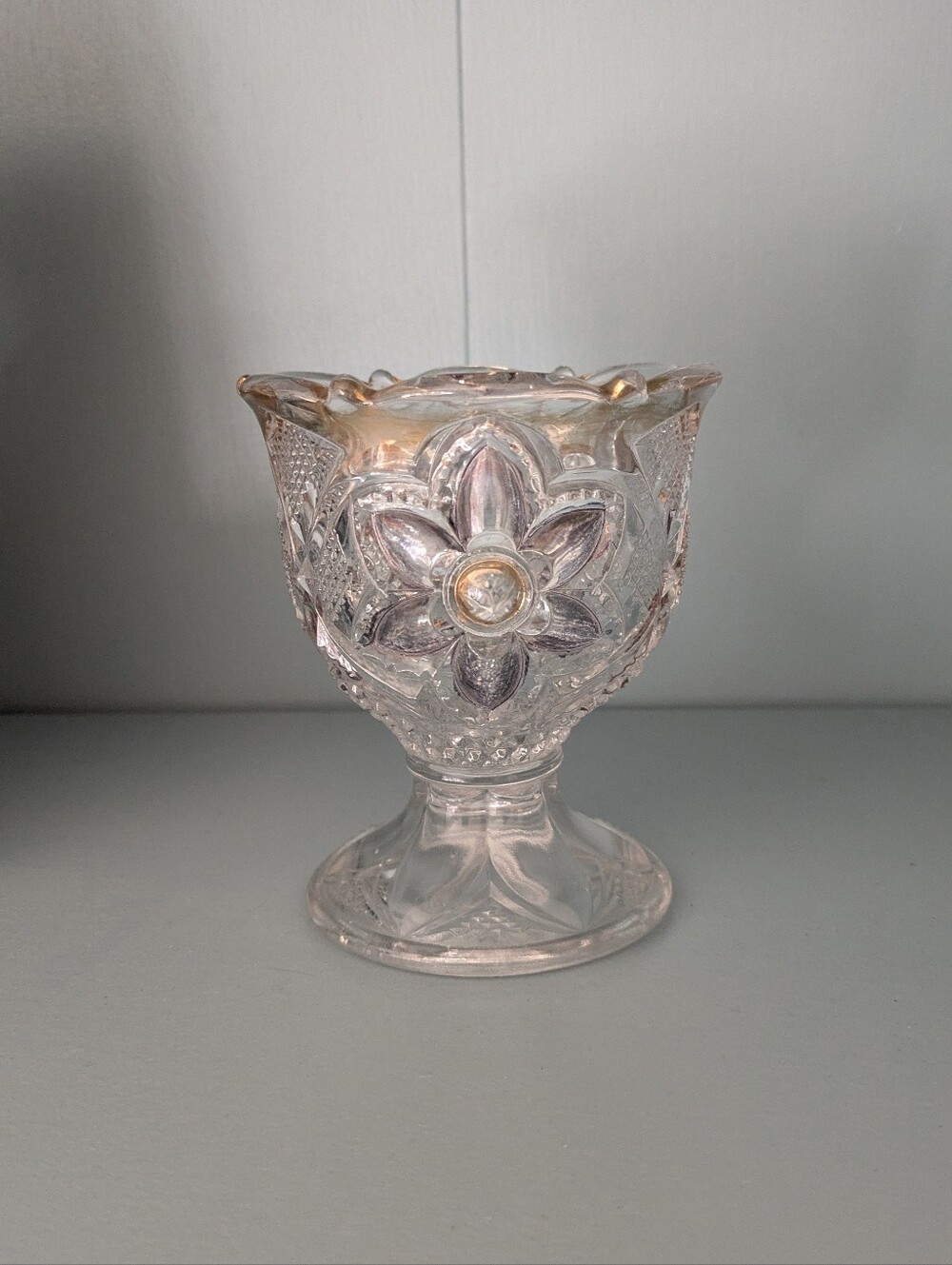 Antique EAPG U.S. Glass Co "Bouquet" Buzz Star Spooner Vase c.1900